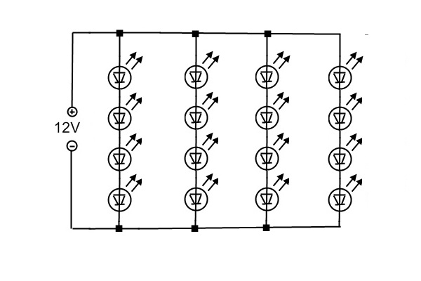 Схема подключения светодиодной ленты.