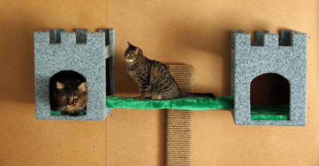 Домик для кошки своими руками | сделать с когтеточкой из коробки